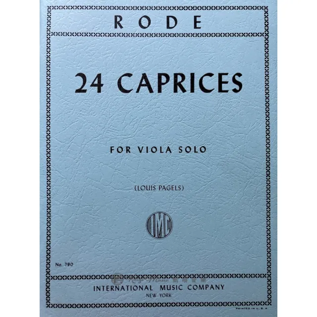 【Kaiyi Music 凱翊音樂】羅德：24首奇想曲中提琴譜 RODE:24 Caprices for Viola | 拾書所