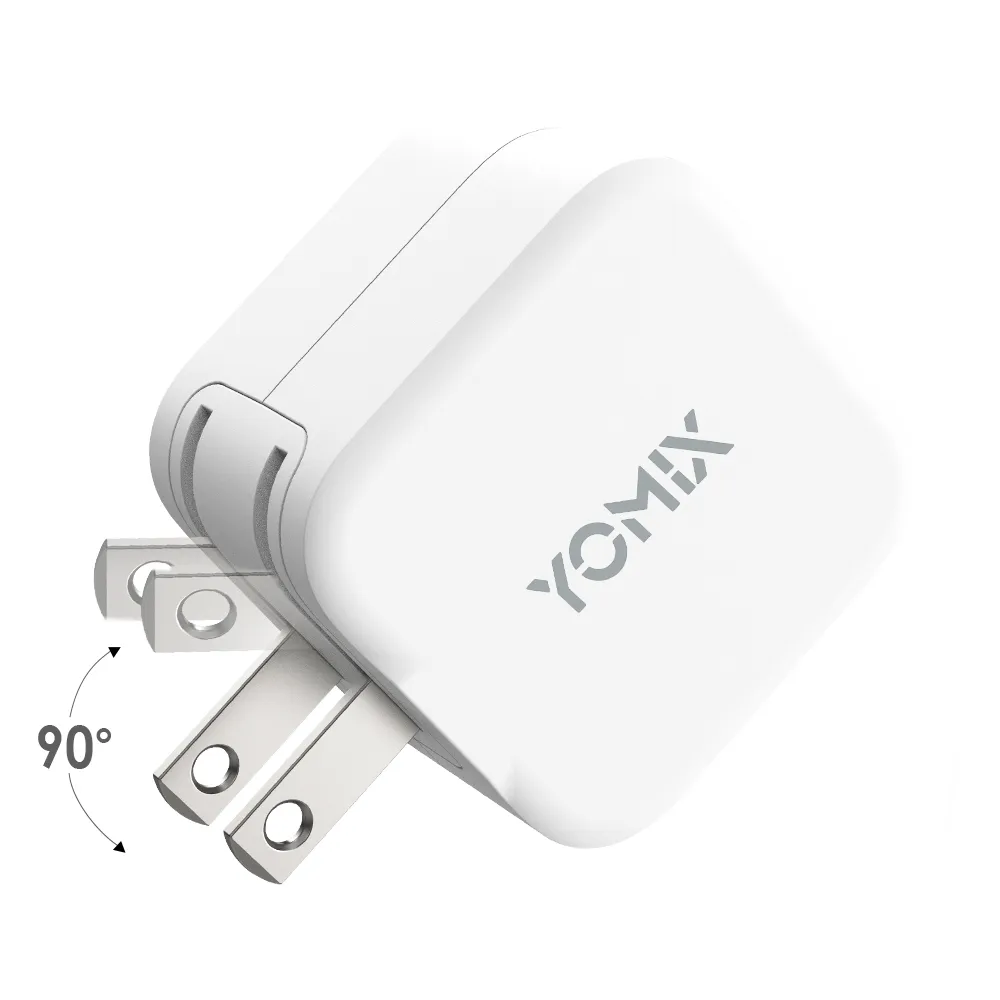 【YOMIX 優迷】USB-C PD QC3.0 20W 雙孔急速快充可摺疊充電器(支援iphone15快充)