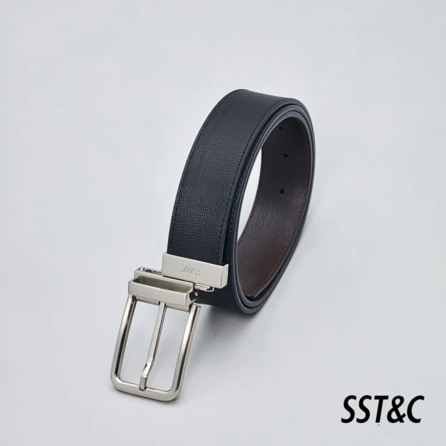 SST&CSST&C 黑色&深棕左推式兩面用寬版皮帶1712309001