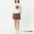 【SingleNoble 獨身貴族】復古三顆釦素色短褲裙-附腰帶(2色)