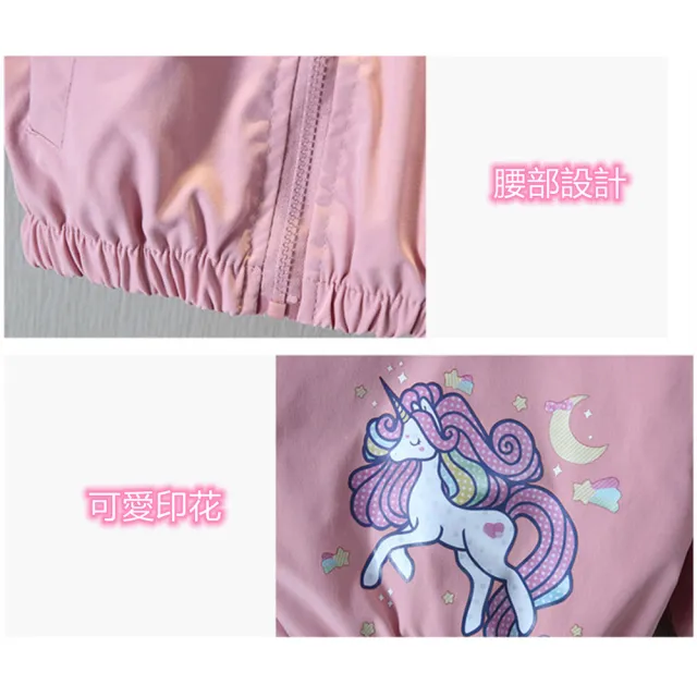 【安朵童舖】現貨韓版兒童薄款連帽外套兒童印花漸變外套女童風衣外套卡通可愛外套(44/23A)