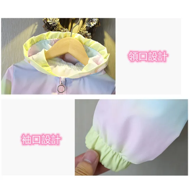 【安朵童舖】現貨韓版兒童薄款連帽外套兒童印花漸變外套女童風衣外套卡通可愛外套(44/23A)