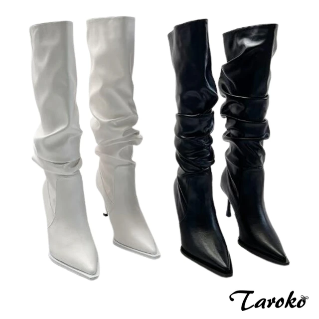 TarokoTaroko 迷人光彩素色尖頭細高跟長筒靴(2色可選)