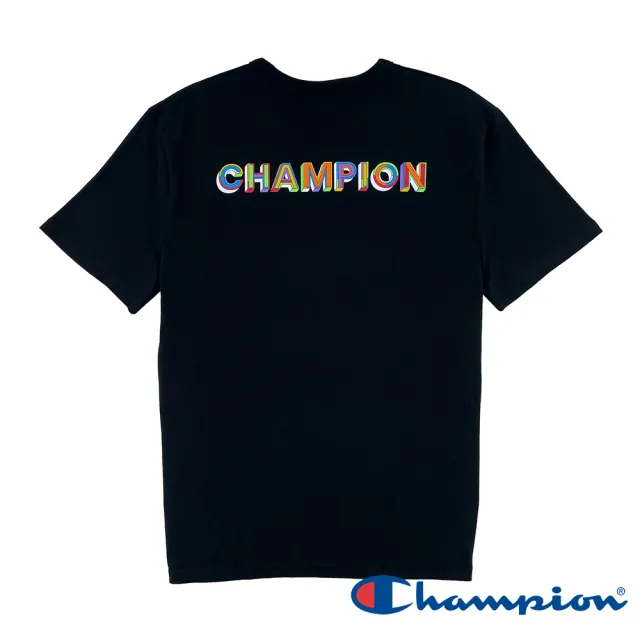 【Champion】官方直營-彩色LOGO印花短袖TEE上衣-男(黑色)