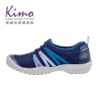 【Kimo】珠光羊皮網布緞帶懶人休閒鞋 女鞋(藍色 KBCWF073336)