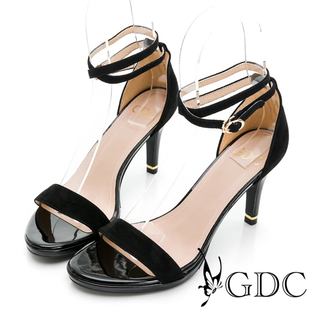 GDC 性感女神party款圓頭時髦高跟細跟雙繞帶素色涼鞋-