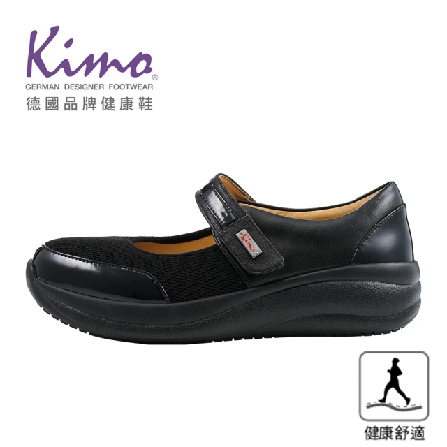 KimoKimo 專利足弓支撐-混皮舒適彈性娃娃健康鞋 女鞋(寂靜黑 KBCWF141103)