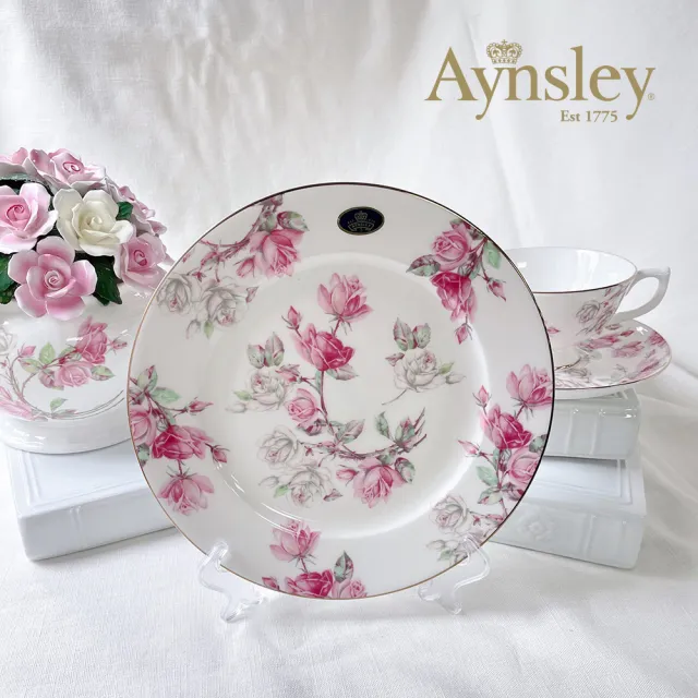 【英國Aynsley】組合優惠價｜紅玫瑰系列 骨瓷奧本／雅典杯盤+餐盤組 2組任選 喬遷禮 入厝禮