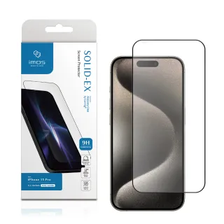 【iMos】iPhone 15 Pro 6.1吋 9H康寧滿版黑邊玻璃螢幕保護貼(AGbc)