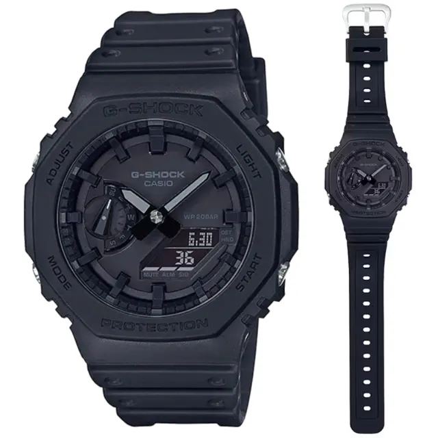 CASIO 卡西歐】G-SHOCK 農家橡樹八角雙顯電子錶-極致黑(GA-2100-1A1