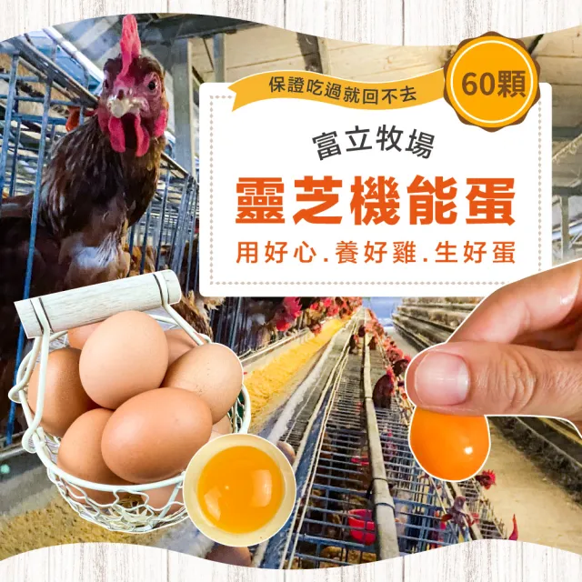 【初品果】x富立牧場靈芝機能雞蛋60顆x1箱(紅蛋_48小時內新鮮生產_無驗出普芬尼、戴奧辛)