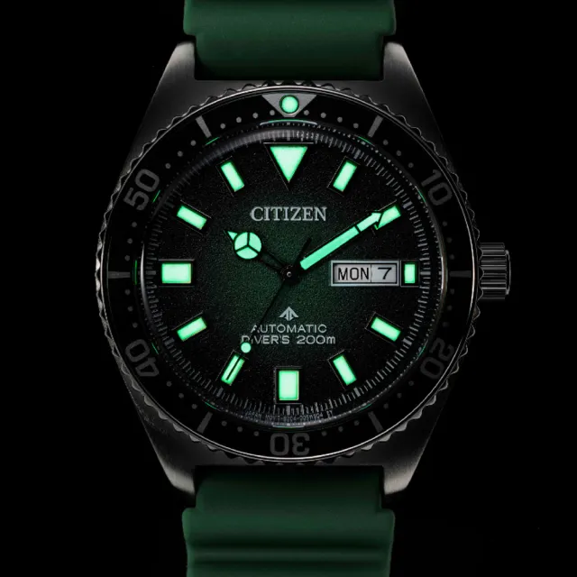 【CITIZEN 星辰】PROMASTER 新NY012復古多彩 200米潛水機械錶-綠41mm(NY0121-09X)