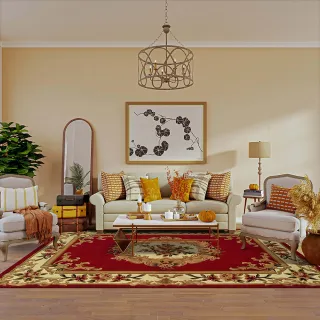 【Fuwaly】樊紅地毯-200x300cm(宮廷風 高端 立體雕花 大地毯 客廳地毯)