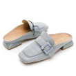 【GDC】韓系石紋方頭素色低跟穆勒拖鞋-灰藍色(310221-29)