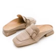 【GDC】韓系石紋方頭素色低跟穆勒拖鞋-卡其色(310221-14)