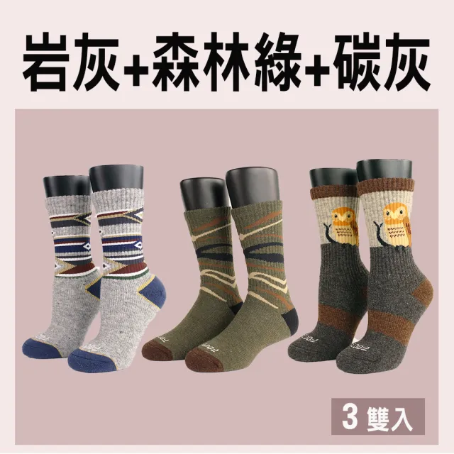 【FOOTER除臭襪】3入組-綜合款登山羊毛襪(M/L/XL)