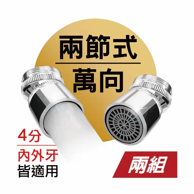 【MINONO 米諾諾】萬向起波器 二入組(萬向水龍頭延伸器 水龍頭起泡器 水龍頭轉接頭 節水器 增壓器 FA-04)