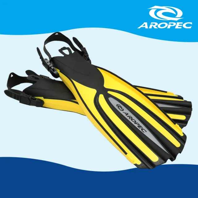 【Aropec】Alacrity 調整式潛水蛙鞋 F-GY07-YL(浮潛 潛水 岸潛 長蛙鞋 水類用品)