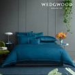 【WEDGWOOD】500織長纖棉Solid Color簡約系列星點繡款 鬆緊床包-深海藍(加大)