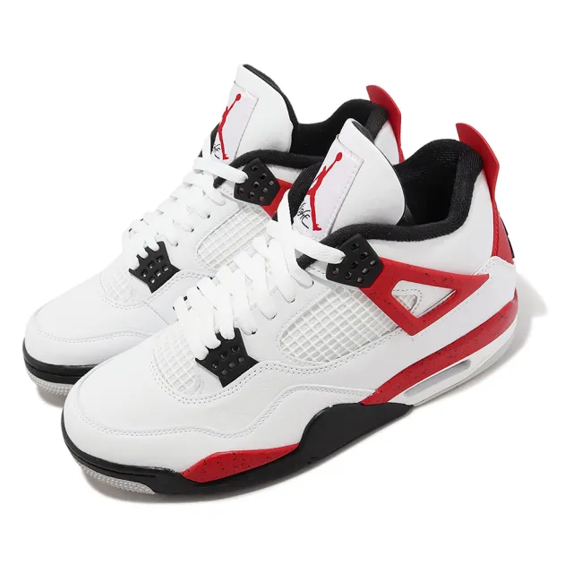 NIKE 耐吉】Air Jordan 4 Retro 男鞋白紅黑紅水泥4代休閒鞋(DH6927-161