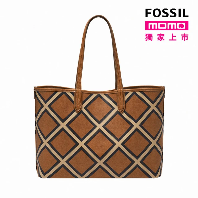 FOSSIL Williamson 菱格紋印花托特包-棕色 ZB1867194