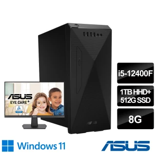 ASUS 華碩ASUS 華碩 24型護眼螢幕組★i5六核電腦(H-S501MD/i5-12400F/8G/1TB HDD+256G SSD/GTX1660Ti 6G/W11)