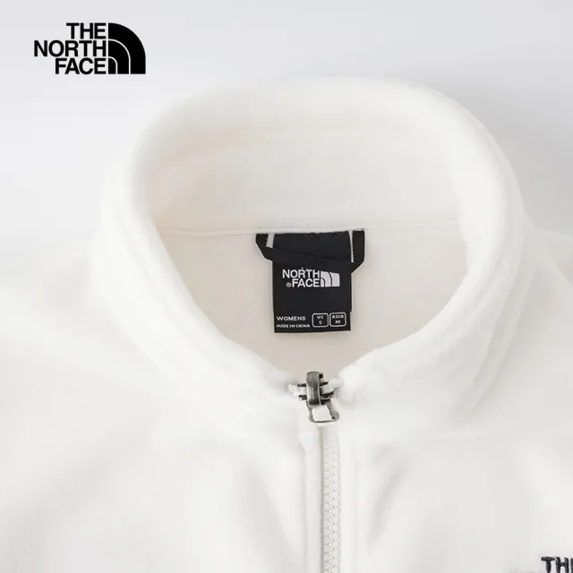 【The North Face 官方旗艦】北面女款白色舒適保暖立領抓絨外套｜83OLN3N