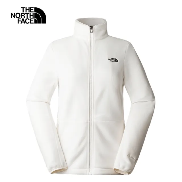 【The North Face 官方旗艦】北面女款白色舒適保暖立領抓絨外套｜83OLN3N