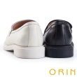 【ORIN】簡約一字帶牛皮低跟樂福鞋(黑色)