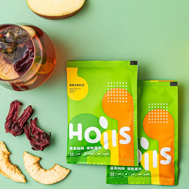 【Hoiis 好集食】蘋果洛神紅茶果乾茶8.8gx12包(內含茶包及2種果乾;可當果乾水)