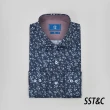 【SST&C 新品９折】舒適純棉 藍色碎花修身版襯衫0312309014