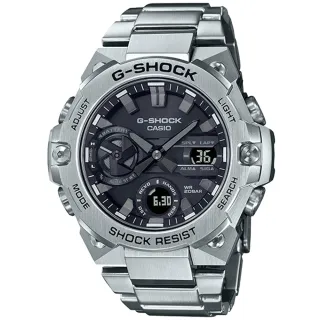 【CASIO 卡西歐】G-SHOCK 碳纖維防護太陽能藍牙手錶(GST-B400D-1A)