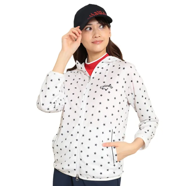 【Callaway 卡拉威】女士 印花拉鍊外套 白色(C22215200_1030)