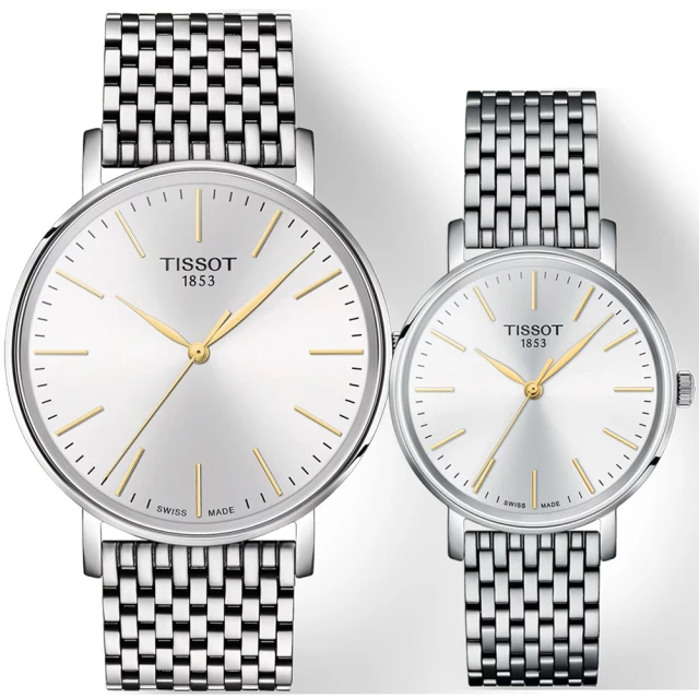 TISSOT 天梭 官方授權 Everytime 經典大三針情侶手錶 對錶 聖誕節 禮物(T1434101101101+T1432101101101)