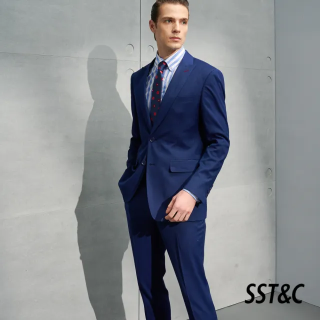 【SST&C 最後６５折】海軍藍細條紋修身西裝褲0212203008