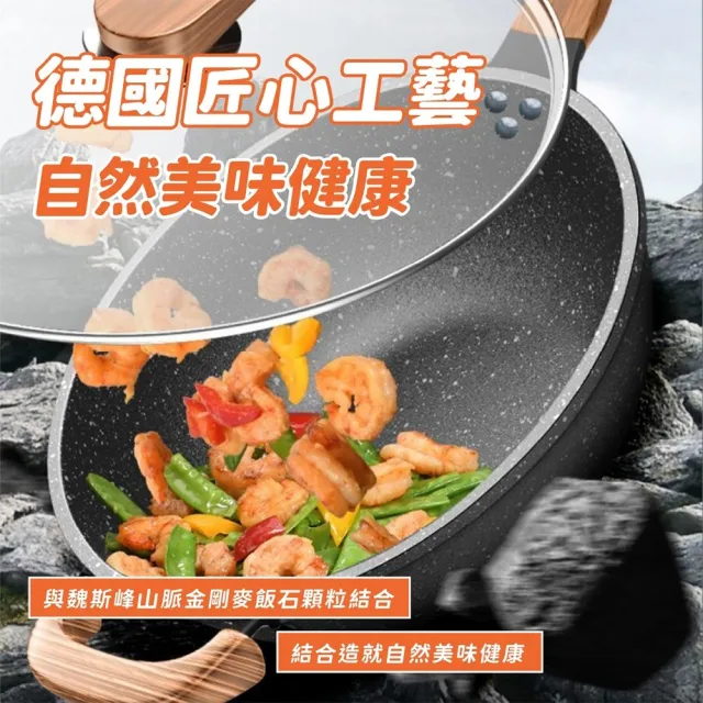 【Nick Shop】麥飯石33公分不沾深炒鍋 通過SGS無毒檢測(1月型錄/鍋子/炒菜鍋/不沾鍋/煎鍋/麥飯石炒鍋)