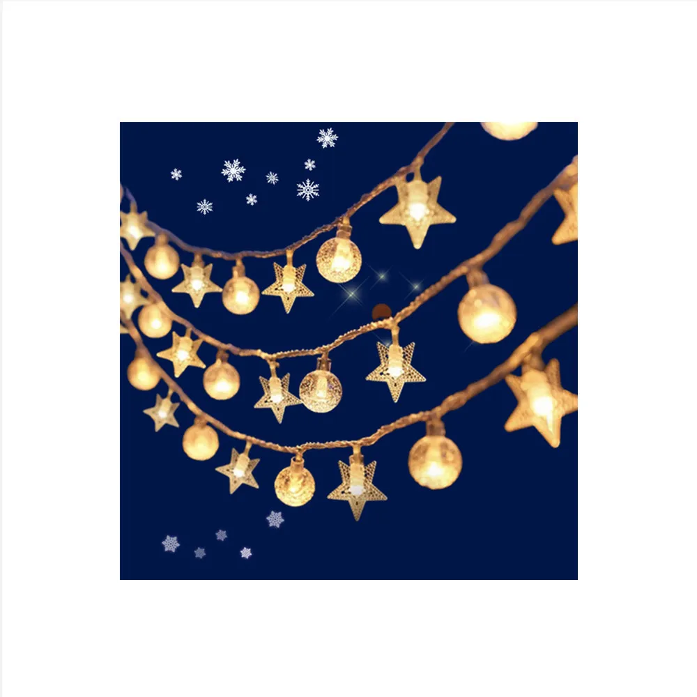 【北熊の天空】水晶球+星星燈串 10米 佈置燈串 露營燈串 氣泡球(聖誕燈 氣氛燈 串燈 聖誕節 聖誕佈置)