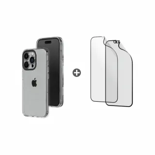 【RHINOSHIELD 犀牛盾】iPhone 15/Plus/15 Pro/Max超值殼貼組｜Clear透明殼+3D壯撞貼(透明/霧面 保護貼)