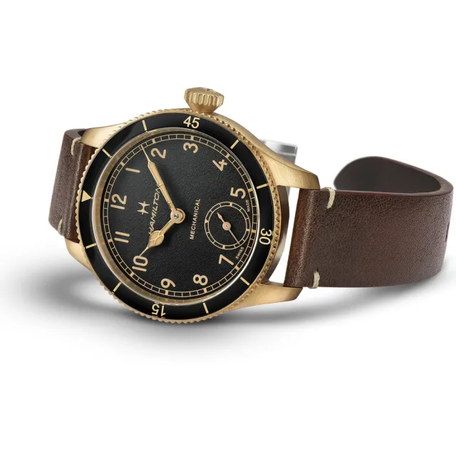 【HAMILTON 漢米爾頓旗艦館】卡其航空系列腕錶43mm(手動上鍊 中性 皮革錶帶 H76709530)