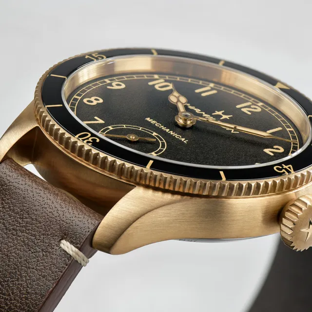 【HAMILTON 漢米爾頓旗艦館】卡其航空系列腕錶43mm(手動上鍊 中性 皮革錶帶 H76709530)