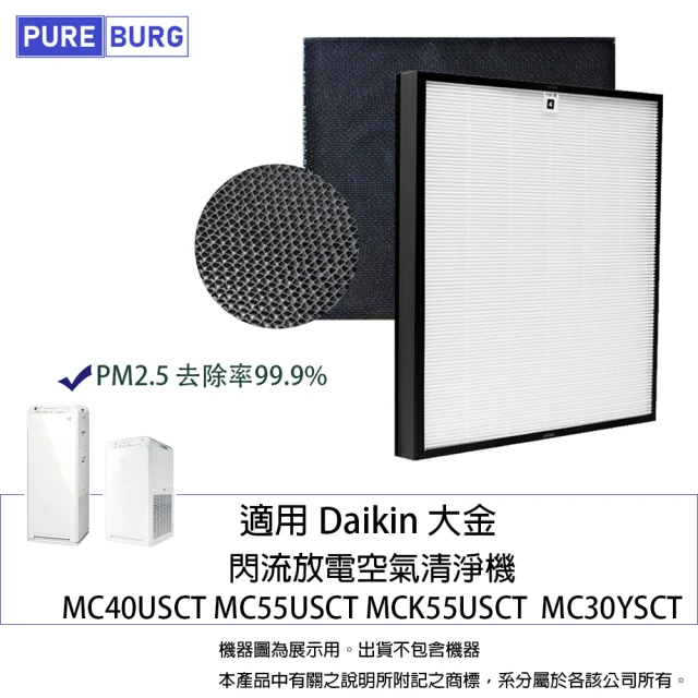 【PUREBURG】適用 Daikin大金 空氣清淨機MC40USCT MC55USCT MC30YSCT MC40USCT7 副廠濾網組