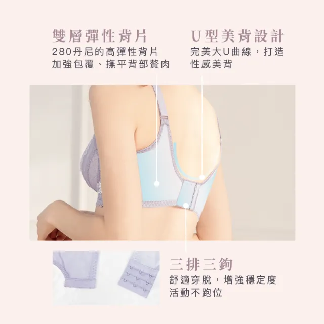 【Clany 可蘭霓】2件組 透氣蕾絲軟鋼圈集中包覆B-D機能內衣 調整型 包副乳(台灣製.顏色隨機出貨)