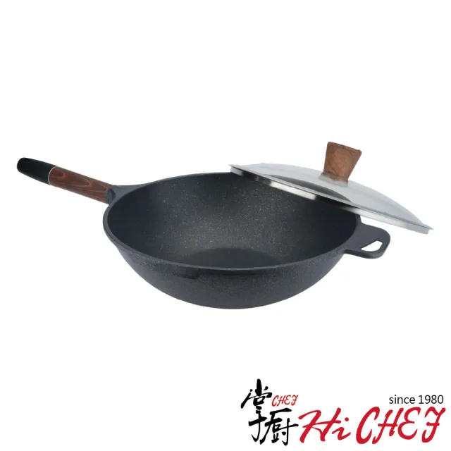 【CHEF 掌廚】木柄輕量不沾鍋33CM(煎炒鍋 IH爐可用鍋)