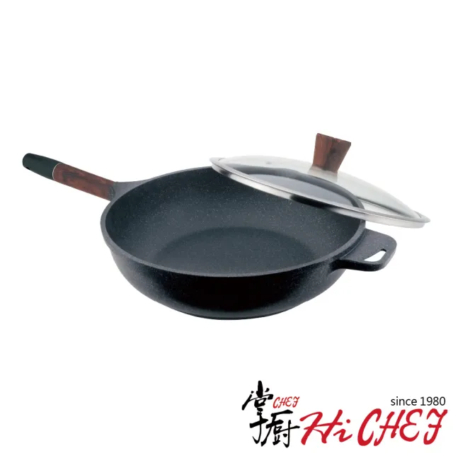 【CHEF 掌廚】木柄輕量不沾鍋33CM(平底鍋 IH爐可用鍋)