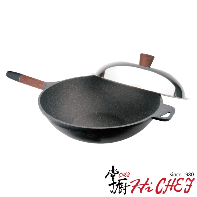 【CHEF 掌廚】木柄輕量不沾鍋36CM(中華炒鍋 IH爐可用鍋)