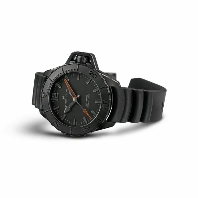 【HAMILTON 漢米爾頓旗艦館】卡其海軍系列腕錶FROGMAN AUTO腕錶46mm(自動上鍊 中性 橡膠錶帶 H77845330)