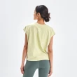 【Mollifix 瑪莉菲絲】鏤空造型小包袖運動上衣、瑜珈上衣、瑜珈服(淺綠)