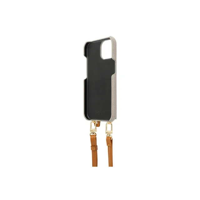 【Gramas】iPhone 15 Pro 6.1吋 Bologna 仕女吊繩腕帶皮革手機殼(米)