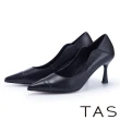 【TAS】唯美流線羊皮尖頭高跟鞋(黑色)