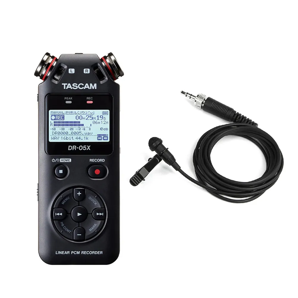 【TASCAM】DR-05X + TM-10LB 攜帶型數位錄音機+領夾式麥克風 套組(公司貨)